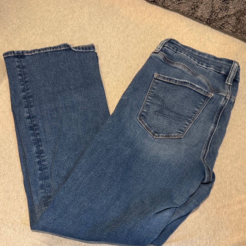 American Eagle Outfitters Women's Boot Cut Jeans - Blue Short Curvy Skinny Kick